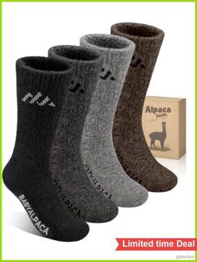 Baby Alpaca Merino Wool Thermal Crew Socks 4 Pack Hiking Work